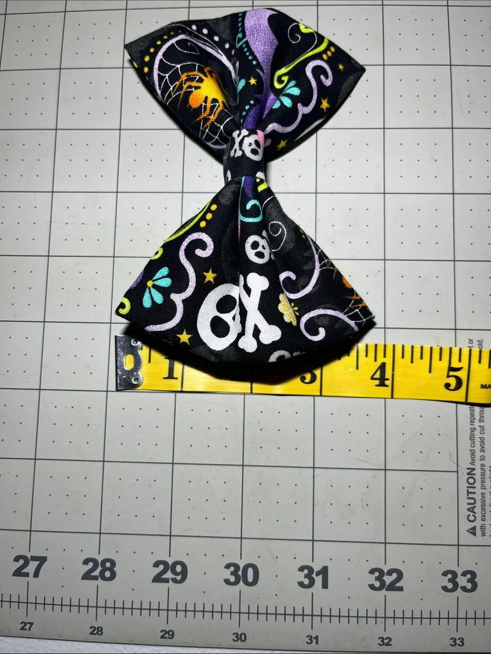 Kids Halloween Skull & Spider Bow Hair Clip - Black